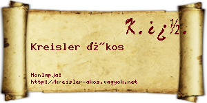 Kreisler Ákos névjegykártya